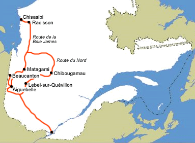 Carte du Québec - Itinéraire